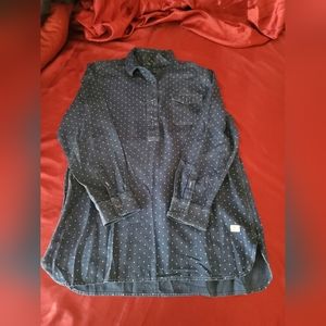 Lauren Ralph Lauren Shirt Women XL Blue  (Half Button Down Shirt) long sleeve